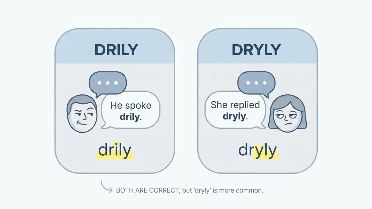 drily vs dryly
