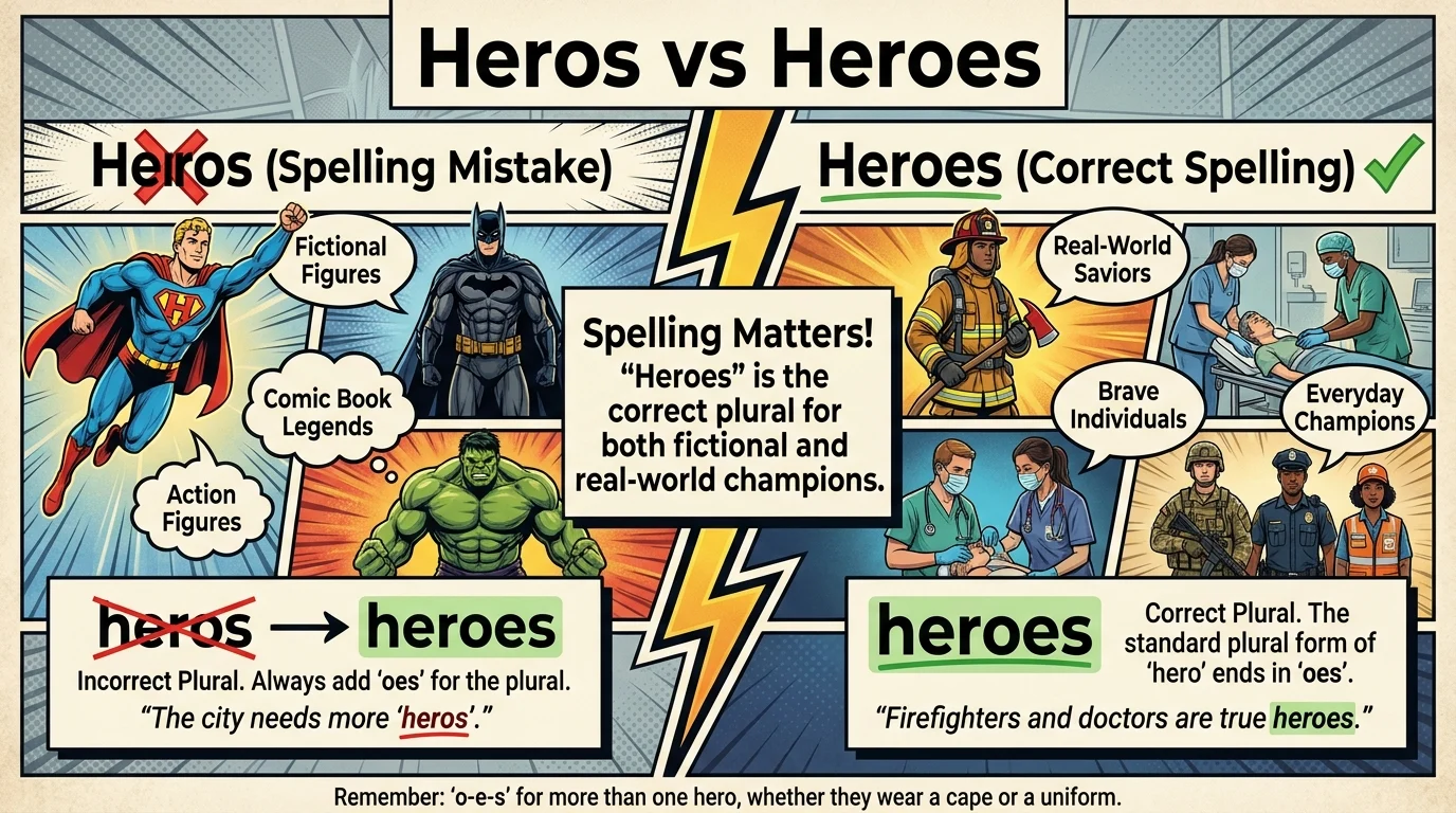 Heros vs Heroes: Which Spelling Is Correct? (Guide + Examples)
