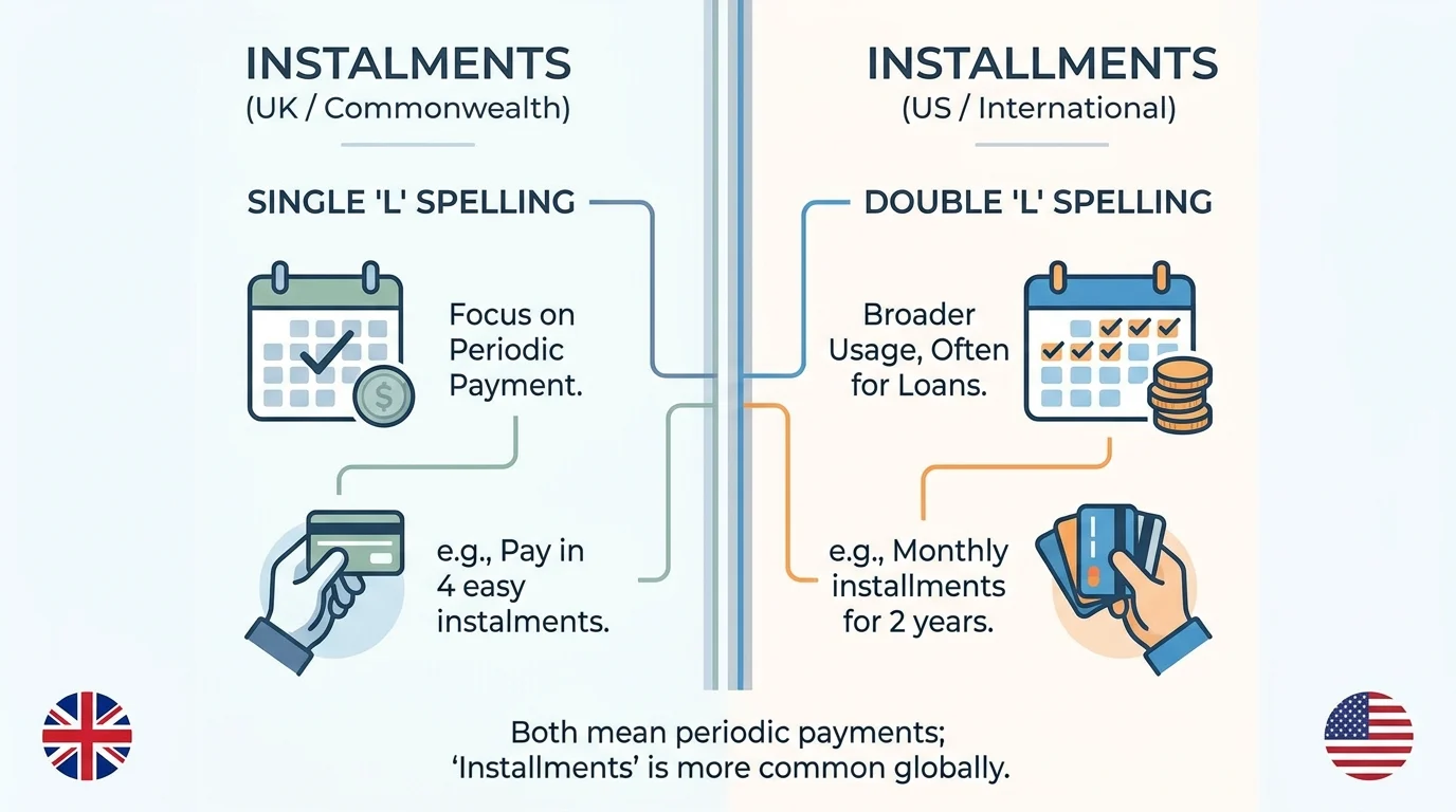 First Installments Instalments vs Installments: Which Spelling Is Correct? (Simple Guide ...
